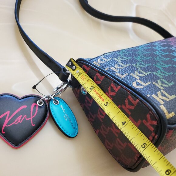 Karl Lagerfeld Paris Adele Faux Leather Rainbow Logo Crossbody Bag - Picture 13 of 16